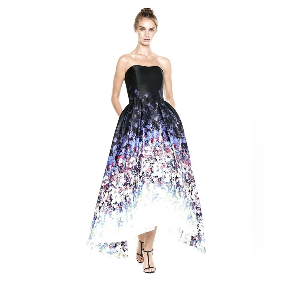 NWT Betsy & Adam Floral Printed Sleeveless Gown Maxi Dress Sz 2P - Picture 2 of 8